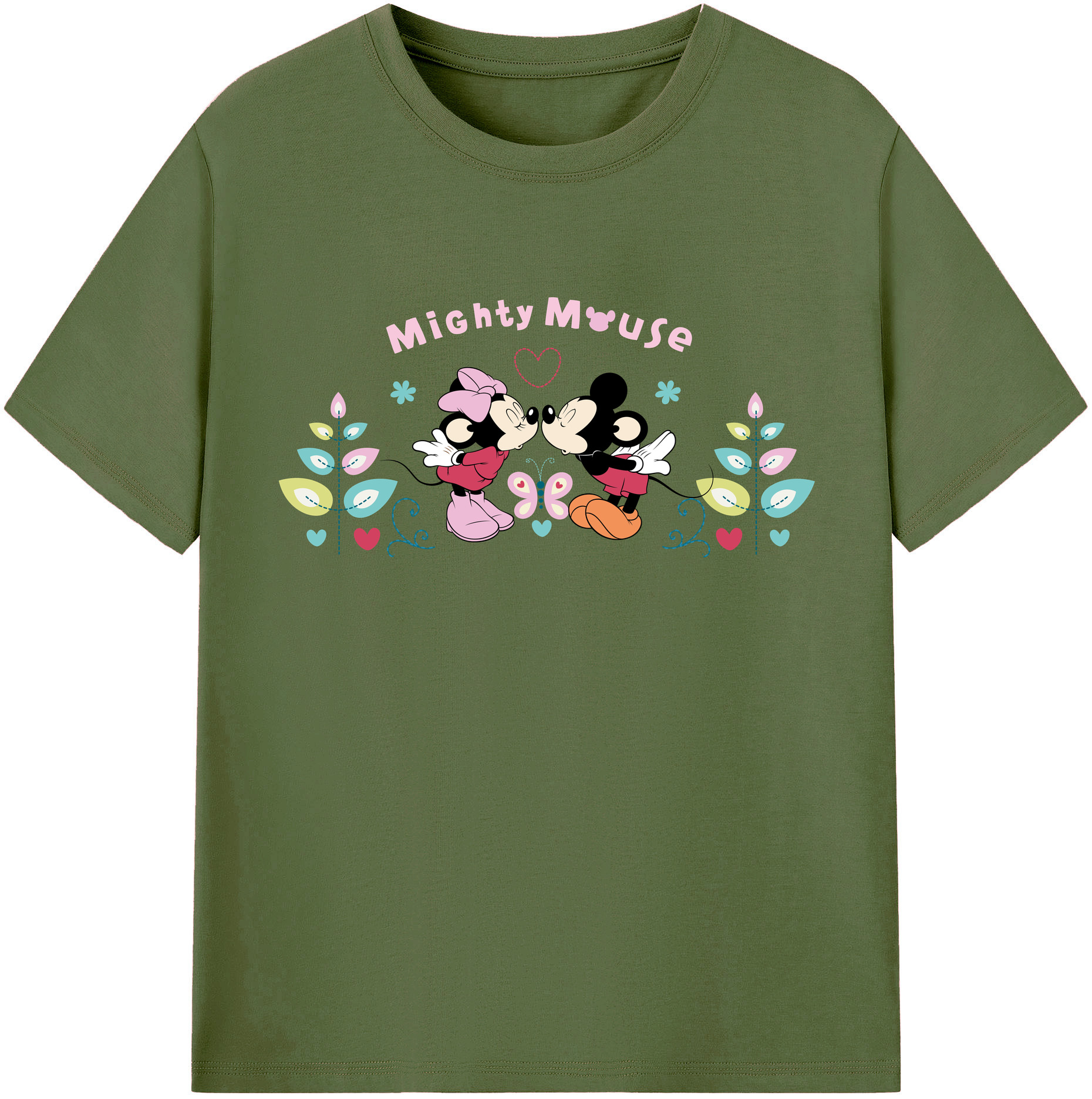 （画像用） ミッキーマウス Mickey Mouse 綿100％半袖Tシャツ（フロントプリント）